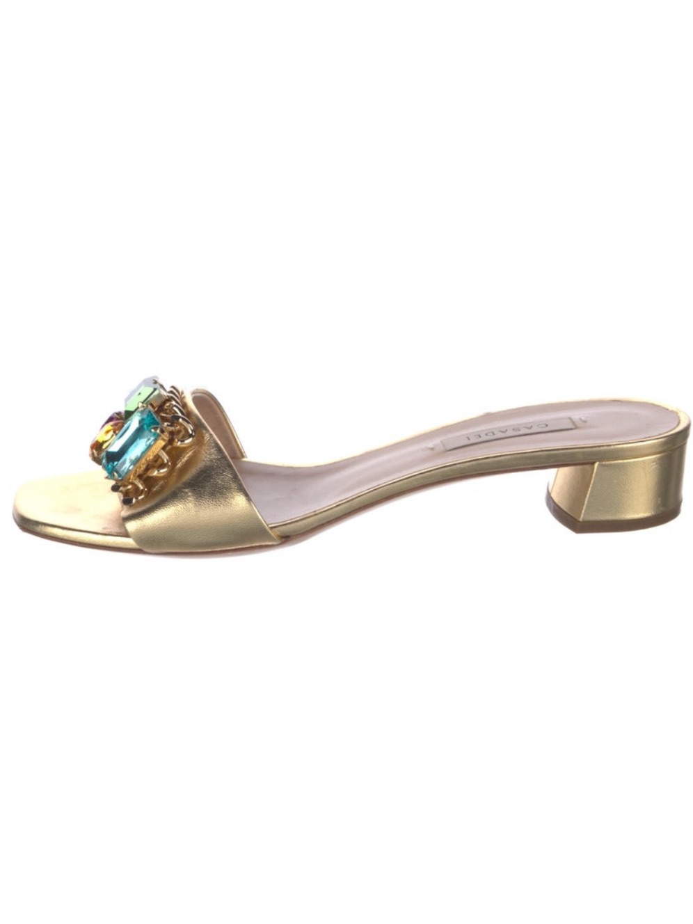 Casadei Leather Chain-Link Accent Slides